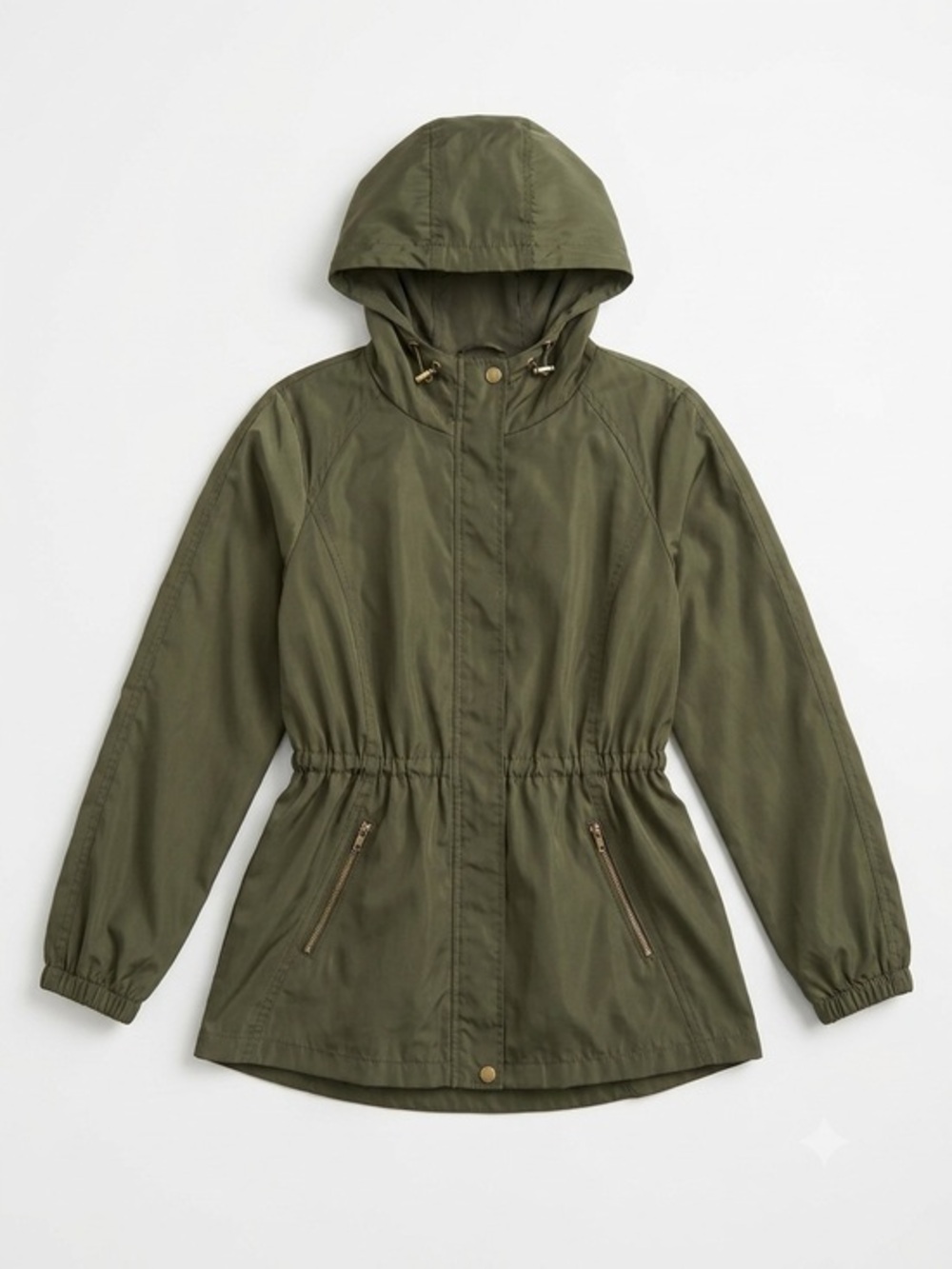 Olive Green Women's Hooded Anorak Jacket